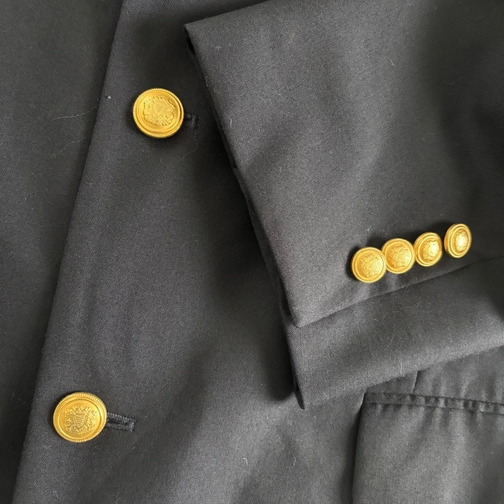 JoS A. Banks Mens 46L‎ Navy Wool Blazer Sport Jacket Gold Buttons Classic Fit